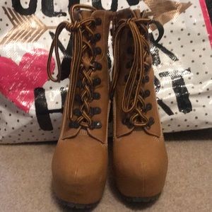 Lace up combat heels